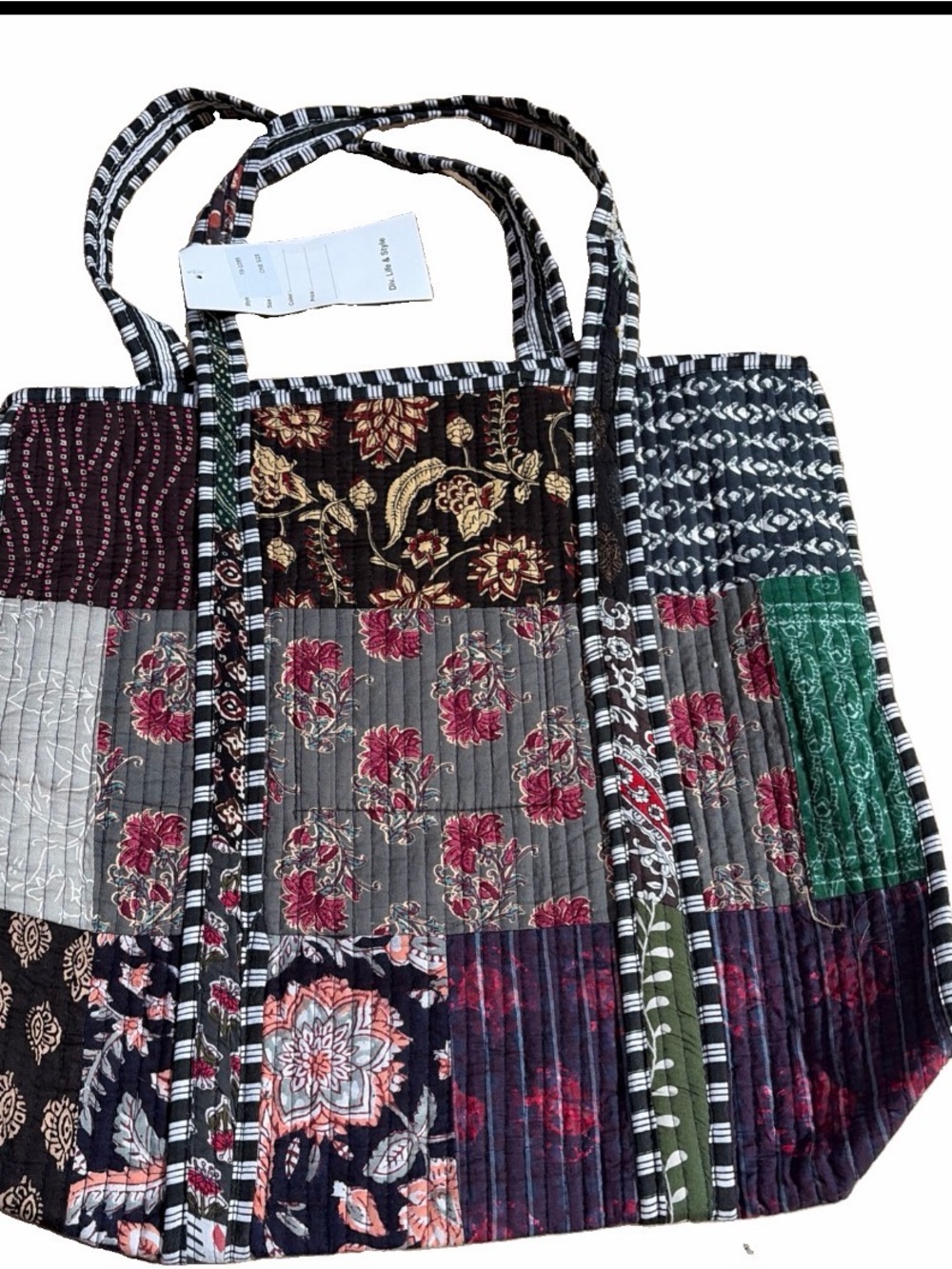 NWT boho patchwork quilted tote bag handbag shopper